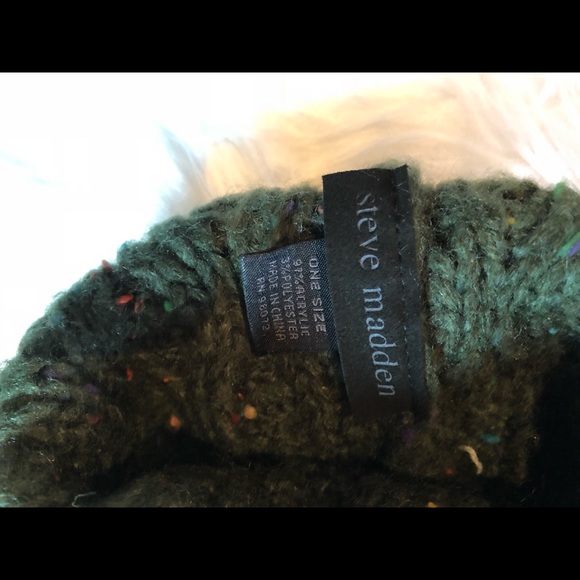 Steve Madden Speckled Slouchy Green Beanie - Picture 3 of 3